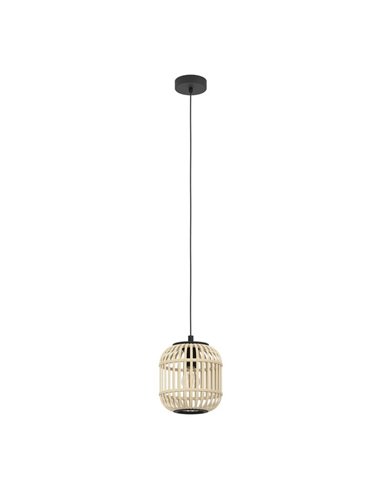 Lámpara de techo colgante BORDESLEY Ø210mm bambú tipo jaula, E27 (no incl.)