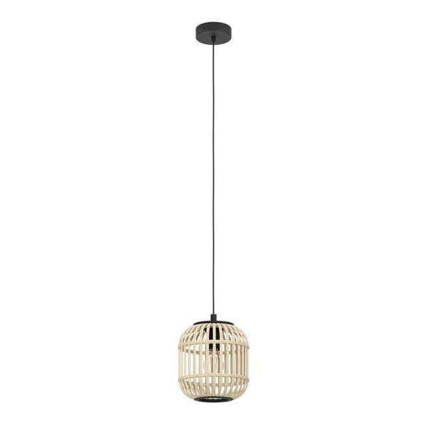 Lámpara de techo colgante BORDESLEY Ø210mm bambú tipo jaula, E27 (no incl.)