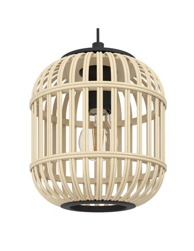 Lámpara de techo colgante BORDESLEY Ø210mm bambú tipo jaula, E27 (no incl.)