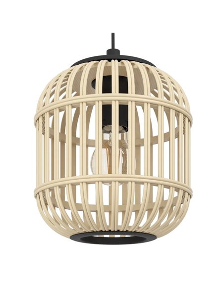 Lámpara de techo colgante BORDESLEY Ø210mm bambú tipo jaula, E27 (no incl.)