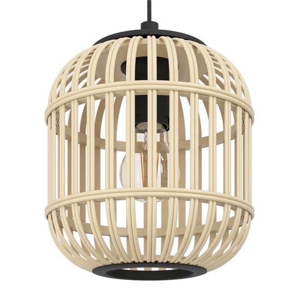 Lámpara de techo colgante BORDESLEY Ø210mm bambú tipo jaula, E27 (no incl.)