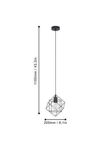 Lámpara colgante cubos geométricos STRAITON, negro E27 (no incl.)