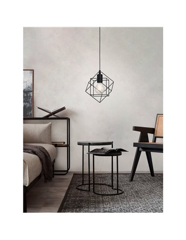 Lámpara colgante cubos geométricos STRAITON, negro E27 (no incl.)