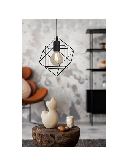 Lámpara colgante cubos geométricos STRAITON, negro E27 (no incl.)