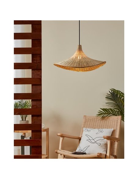 Luminária pendente curva de bambu HAXEY Ø500mm E27 (não incl.)