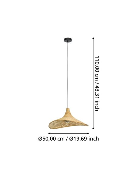 Suspension courbée en bambou HAXEY Ø500mm E27 (non incl.)