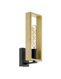 Aplique de pared rectangular de madera y negro LITTLETON, E27 (no incl.), IP20 