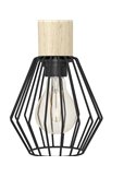 Lámpara colgante lineal PALMORLA 3 luces madera y negro, E27 (no incl.)