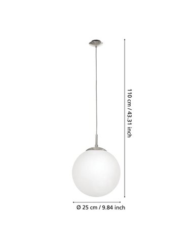 Suspension sphère RONDO blanc mat Ø250mm, E27 (non incl.)