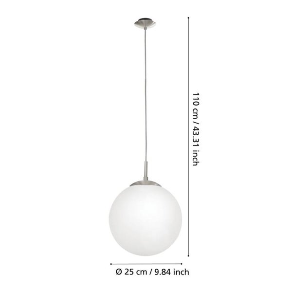 Suspension sphère RONDO blanc mat Ø250mm, E27 (non incl.)