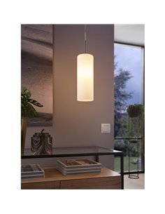 Suspension avec abat-jour cylindrique TROY 3, nickel mat blanc E27 (non incl.) 2