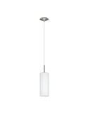 Luminária pendente com cúpula cilíndrica TROY 3, branco níquel fosco E27 (não incl.)