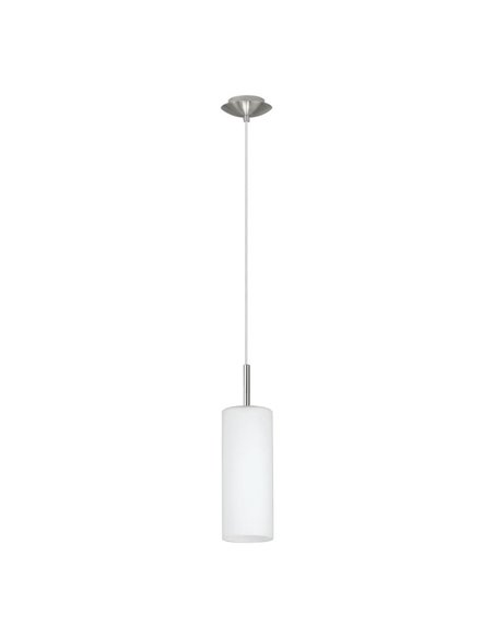 Luminária pendente com cúpula cilíndrica TROY 3, branco níquel fosco E27 (não incl.)