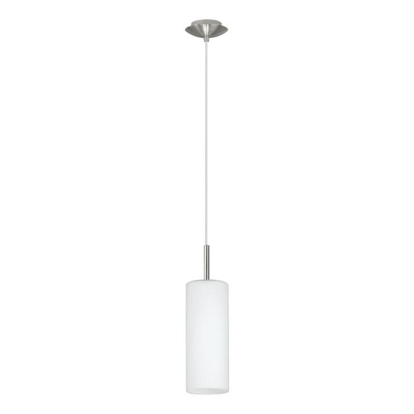 Luminária pendente com cúpula cilíndrica TROY 3, branco níquel fosco E27 (não incl.)