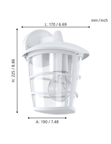 Aplique de pared tipo farol moderno suspendido ALORIA, exterior, blanco, E27 (no incl.) IP44