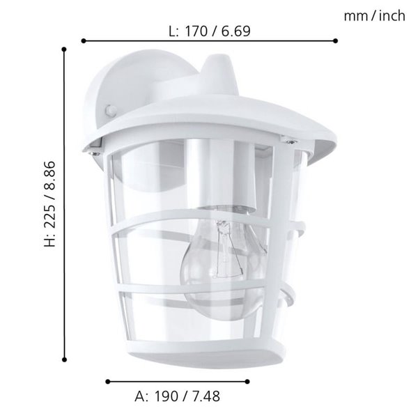 Aplique de pared tipo farol moderno suspendido ALORIA, exterior, blanco, E27 (no incl.) IP44