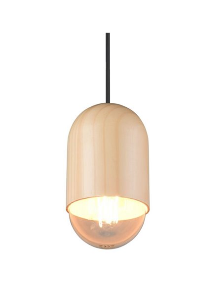 Plafonnier NARA, bois naturel, hauteur réglable, ampoule non incluse : 1 E27, max. 15 W, IP20