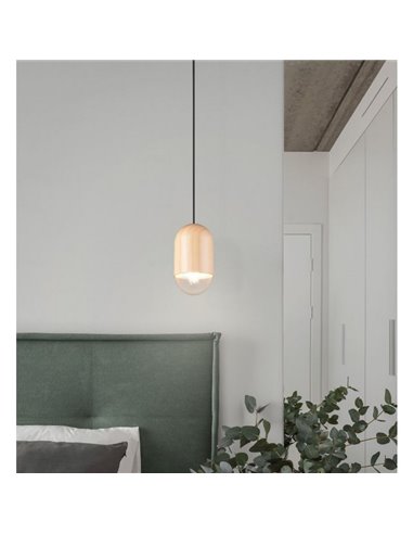 Lámpara de techo NARA madera natural, altura regulable bombilla excl. 1x E27 max. 15W IP20