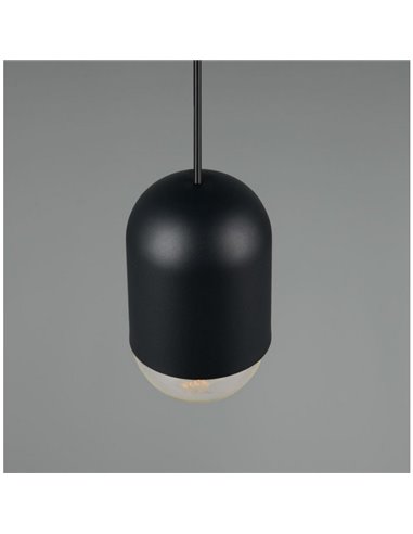 Plafonnier NARA, réglable en hauteur, ampoule non incluse : 1 E27, max. 15 W, IP20, noir