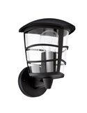 Aplique de pared tipo farol moderno negro sostenido ALORIA, E27 (no incl.) IP44