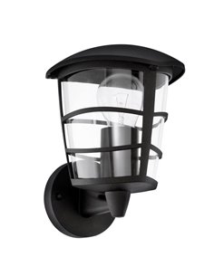 Aplique de pared tipo farol moderno negro sostenido ALORIA, E27 (no incl.) IP44
