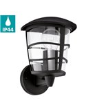 Aplique de pared tipo farol moderno negro sostenido ALORIA, E27 (no incl.) IP44