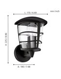 Aplique de pared tipo farol moderno negro sostenido ALORIA, E27 (no incl.) IP44