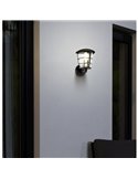 Aplique de pared tipo farol moderno negro sostenido ALORIA, E27 (no incl.) IP44