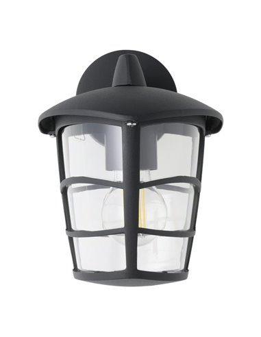 Aplique de pared tipo farol moderno down ALORIA negro, E27 (no incl.) IP44