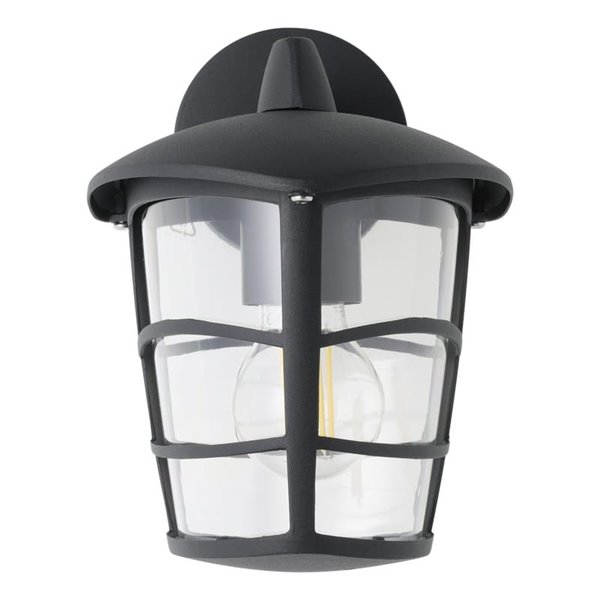 Aplique de pared tipo farol moderno down ALORIA negro, E27 (no incl.) IP44