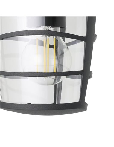 Aplique de pared tipo farol moderno down ALORIA negro, E27 (no incl.) IP44