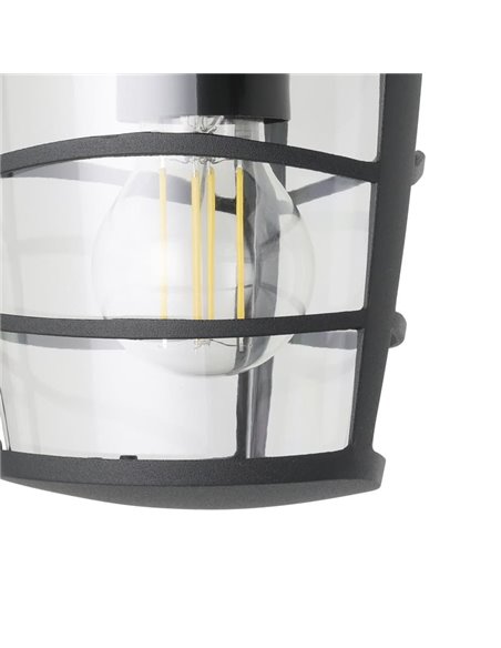 Aplique de pared tipo farol moderno down ALORIA negro, E27 (no incl.) IP44