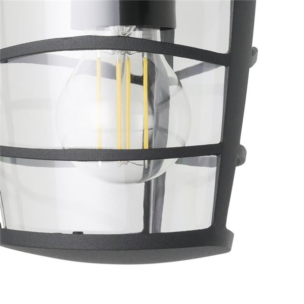 Aplique de pared tipo farol moderno down ALORIA negro, E27 (no incl.) IP44