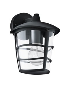 Aplique de pared tipo farol moderno down ALORIA negro, E27 (no incl.) IP44