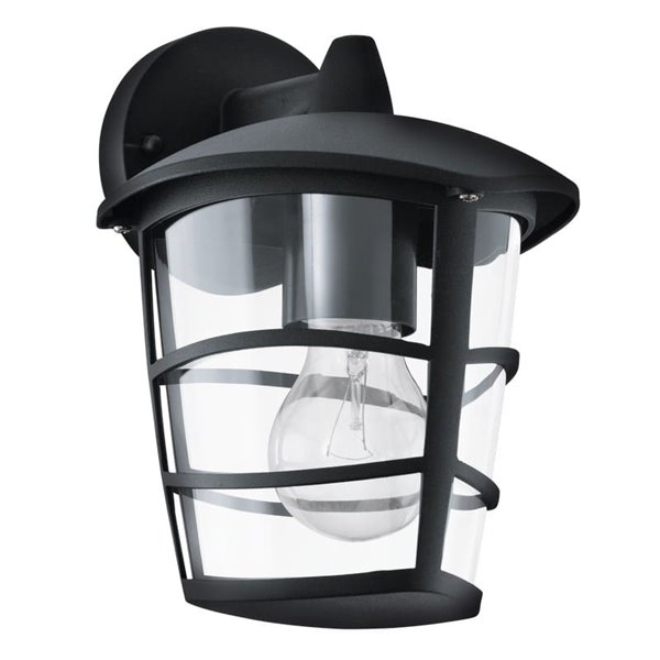 Aplique de pared tipo farol moderno down ALORIA negro, E27 (no incl.) IP44