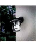 Aplique de pared tipo farol moderno down ALORIA negro, E27 (no incl.) IP44