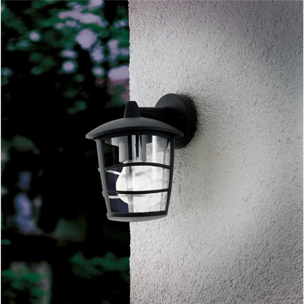 Aplique de pared tipo farol moderno down ALORIA negro, E27 (no incl.) IP44