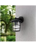 Aplique de pared tipo farol moderno down ALORIA negro, E27 (no incl.) IP44