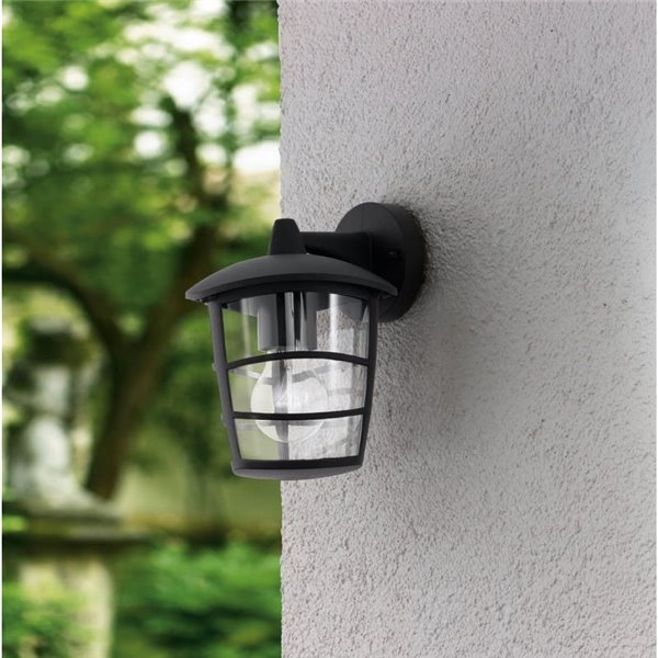 Aplique de pared tipo farol moderno down ALORIA negro, E27 (no incl.) IP44