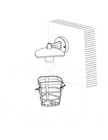 Aplique de pared tipo farol moderno down ALORIA negro, E27 (no incl.) IP44