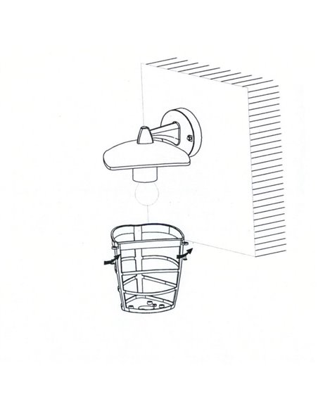 Aplique de pared tipo farol moderno down ALORIA negro, E27 (no incl.) IP44