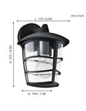 Aplique de pared tipo farol moderno down ALORIA negro, E27 (no incl.) IP44