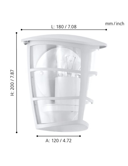 Aplique exterior de pared moderno ALORIA blanco compacto, E27 (no incl.) IP44