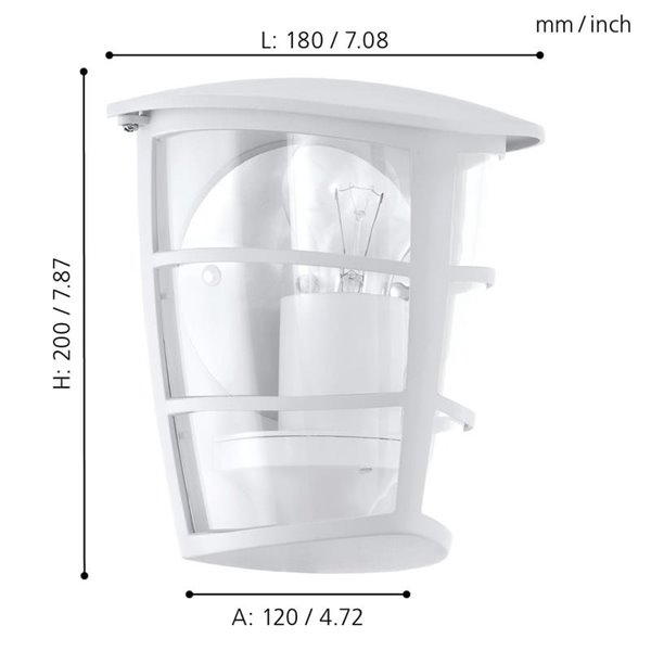 Applique d'extérieur moderne ALORIA blanche compacte, E27 (non incluse) IP44