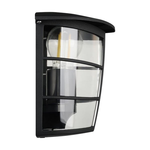 Aplique exterior de pared moderno ALORIA negro compacto, E27 (no incl.) IP44