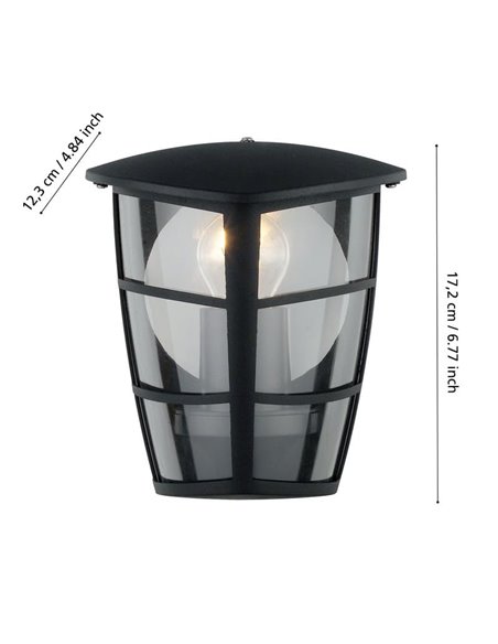 Aplique exterior de pared moderno ALORIA negro compacto, E27 (no incl.) IP44