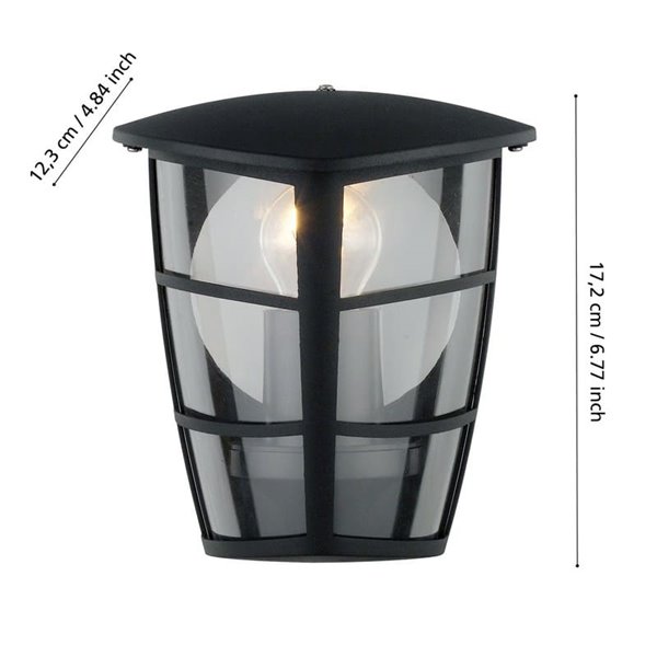Aplique exterior de pared moderno ALORIA negro compacto, E27 (no incl.) IP44