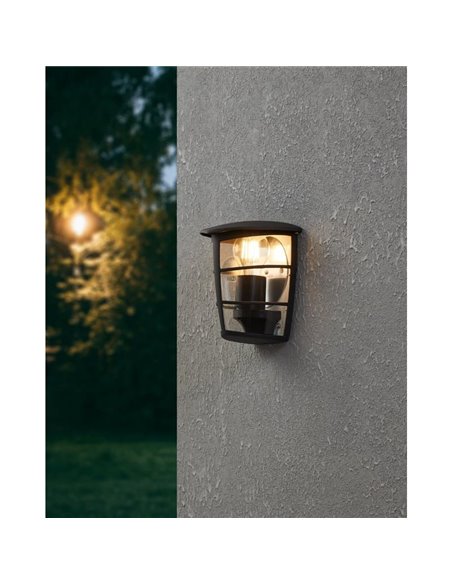 Aplique exterior de pared moderno ALORIA negro compacto, E27 (no incl.) IP44