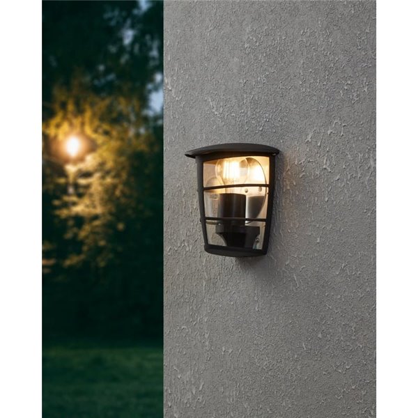 Aplique exterior de pared moderno ALORIA negro compacto, E27 (no incl.) IP44