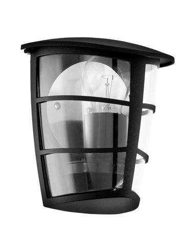 Aplique exterior de pared moderno ALORIA negro compacto, E27 (no incl.) IP44